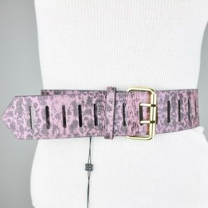 Black Pink Alligator Wide Belt